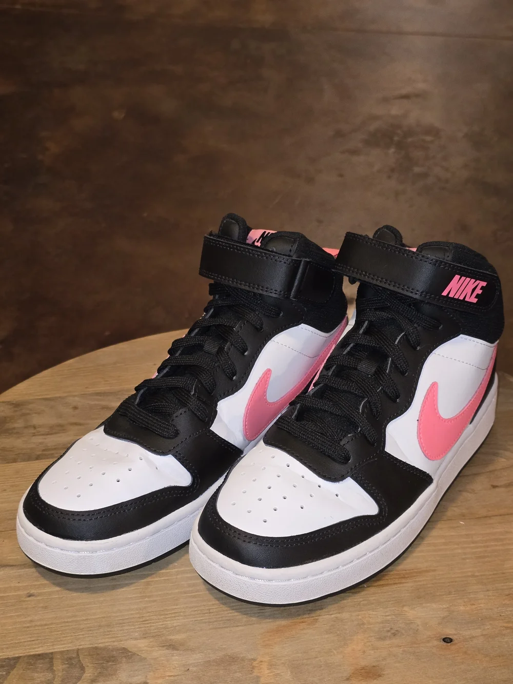 Nike Court Borough Mid 2 Kids 7Y Black White Pink High Top Sneakers